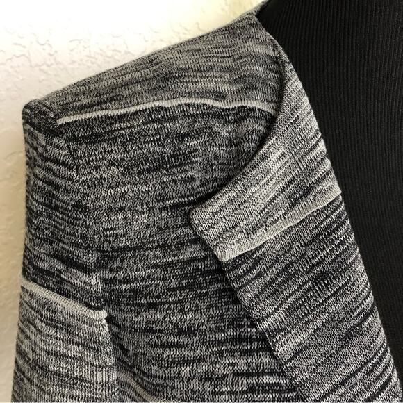 Misook black gray textured striped open hook front knit jacket size Small - Picture 6 of 13